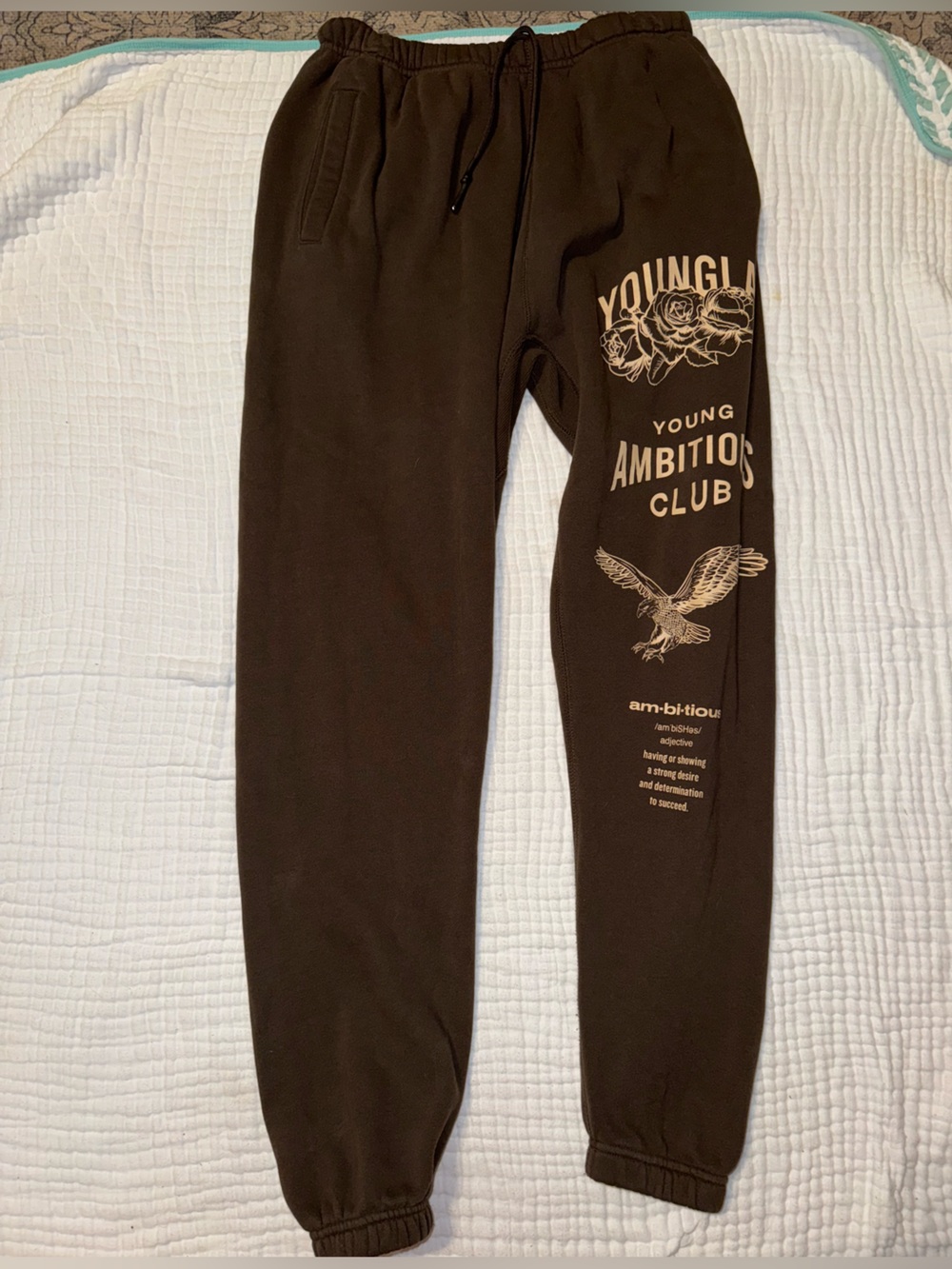 YoungLA Brown Crewneck Sweatshirt with Cream Tag Detail